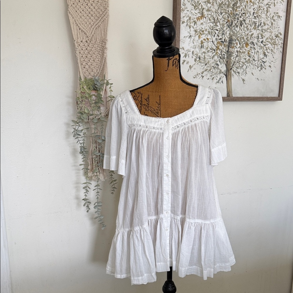 Free People White Flowy Blouse